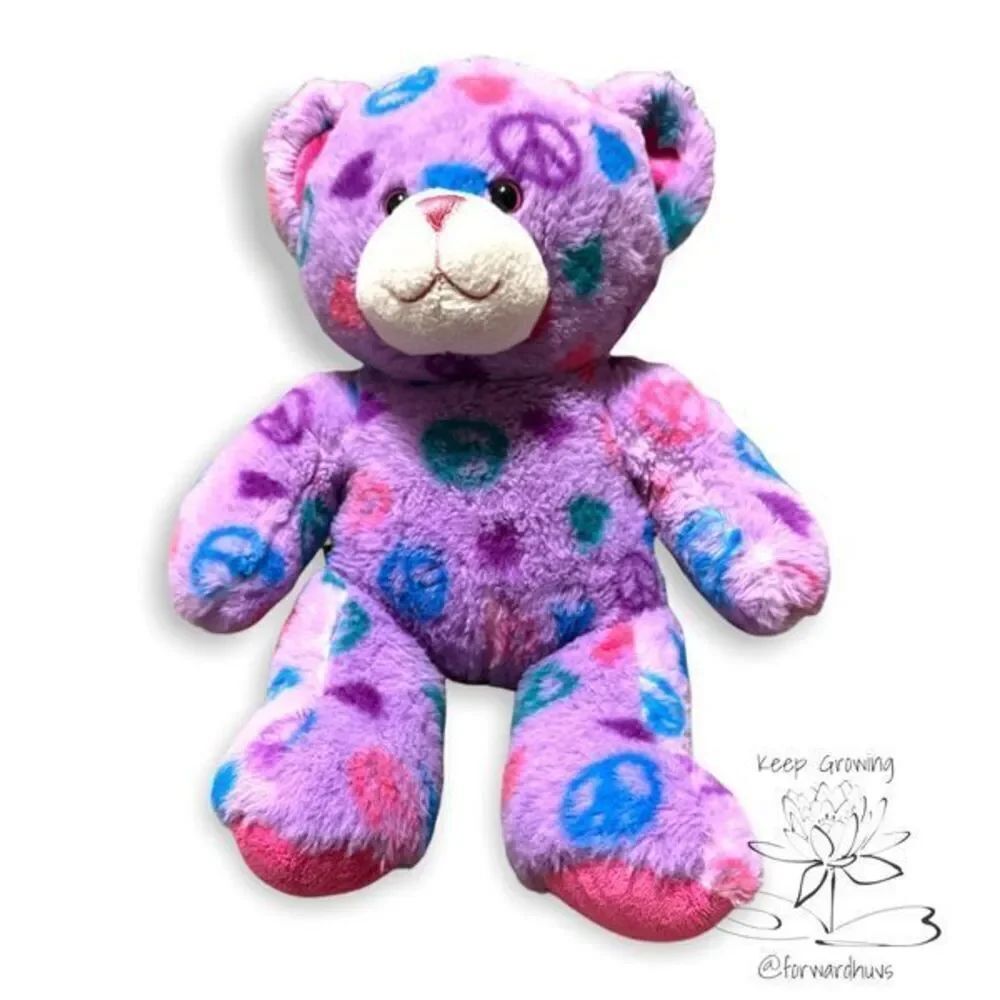 Build-A-Bear 2011 Peace Sign Purple Teddy Bear - 15" Plush Toy
